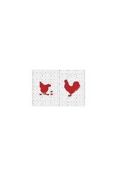 torchon aubry gaspard - torchon de cuisine en coton (lot de 2) poule et coq rouge