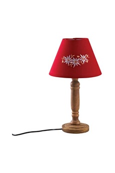 lampe à poser aubry gaspard - lampe rouge en bois edelweiss