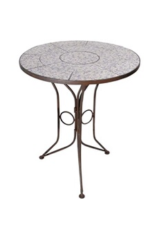 table de jardin esschert design - table en céramique et fer forgé