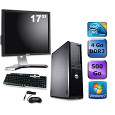 Ordinateur Optiplex 380 Desktop + Ecran 17'' - Gris - Intel Core 2 Duo E7500 / 2.93 GHz - RAM 4 Go - HDD 500 Go - DVD - Gigabit Ethernet - Windows 7