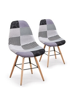 chaise non renseigné chaise patchwork gris pacha - lot de 2