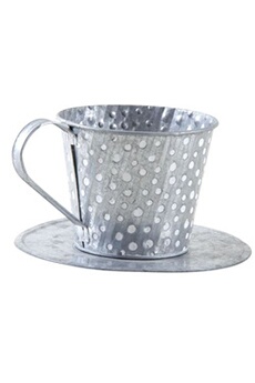 tasse et mugs aubry gaspard - tasse en métal gris avec pois blancs
