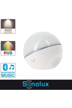 lampe à poser xanlite mini sphère sonolux - blanc et multicolor - haut parleur bluetooth