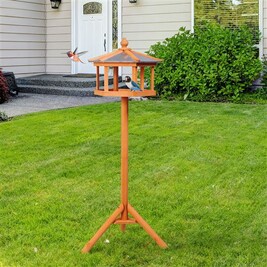 Mangeoire Pour Oiseaux Sauvages Sur Pied HOMCOM 150 Cm - Nichoir Station En Bois