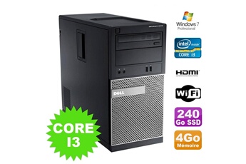 Pc De Bureau Dell Pc Tour Dell Optiplex 3010 Mt Intel I3-2120 Graveur 4Go 240Go Ssd Hdmi Wifi W7