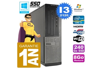 Pc De Bureau Dell Pc Dell 3010 Dt Core I3-2120 Ram 8Go Disque 240 Go Ssd Wifi W7