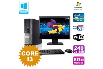 PC De Bureau Dell Lot PC Dell Optiplex 7010 Sff Core I3 3.1Ghz 8Go 240Go SSD Dvd WiFi W7 +Ecran 17
