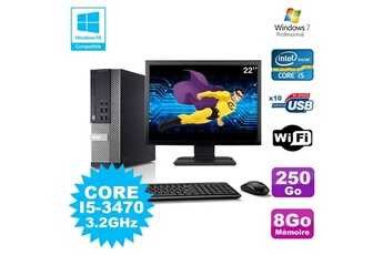 PC De Bureau Dell Lot PC Dell Optiplex 790 Sff Core i5-3470 3.2Ghz 8Go 250Go WiFi W7 + Ecran 22