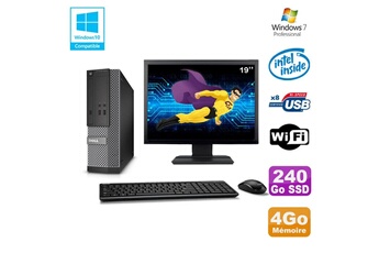 PC De Bureau Dell Lot PC Dell Optiplex 3020 Sff G3220 3Ghz 4Go 240Go SSD Dvd WiFi W7 + Ecran 19"