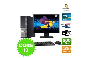 PC De Bureau Dell Lot PC Dell Optiplex 990 Sff I3-2120 3.3Ghz 4Go 500Go Dvd WiFi W7 + Ecran 19"