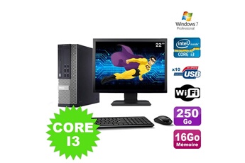PC De Bureau Dell Lot PC Dell Optiplex 990 Sff I3-2120 3.3Ghz 16Go 250Go Dvd WiFi W7 + Ecran 22"