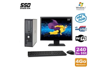 Ensemble Pc Avec Écran Dell Lot Pc Dell 380 Sff E5200 2.5Ghz 4Go 240Go Ssd Dvd Wifi Win 7 + Ecran 22"