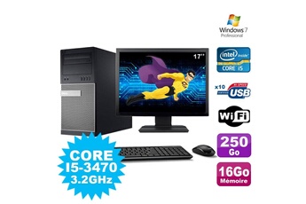 PC De Bureau Dell Lot PC Tour Dell Optiplex 7010 i5-3470 3.2Ghz 16Go 250Go WiFi W7 + Ecran 17"