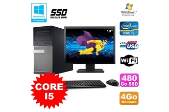 PC De Bureau Dell Lot PC Tour Dell 790 Core i5 3.1Ghz 4Go 480Go SSD Dvd WiFi Win 7 + Ecran 19"