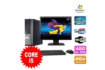 PC De Bureau Dell Lot PC Dell Optiplex 990 Sff i5-2400 3.1Ghz 4Go 480Go SSD Dvd WiFi W7 + Ecran 22"