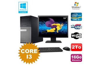 PC De Bureau Dell Lot PC Tour Dell 790 Intel Core I3 3.1Ghz 16Go 2To Dvd WiFi Win 7 + Ecran 19"