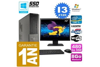 Pc De Bureau Dell Pc Dell 3010 Dt Core I3-2120 Ram 8Go Disque 480 Go Ssd Wifi W7 Ecran 19"