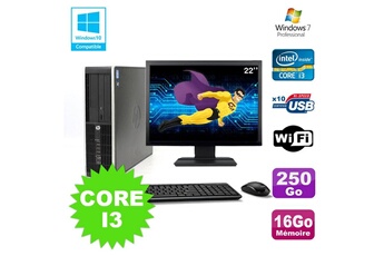 Pc De Bureau Hp Lot Pc Hp Elite 8200 Sff Core I3 3.1Ghz 16Go 250Go Dvd Wifi W7 + Ecran 22"