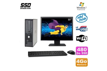 Ensemble Pc Avec Écran Dell Lot Pc Dell 380 Sff E5200 2.5Ghz 4Go 480Go Ssd Dvd Wifi Win 7 + Ecran 22"