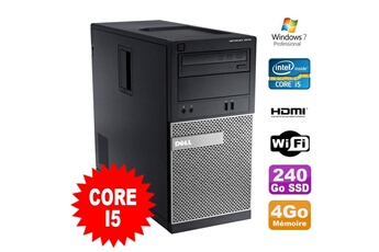 PC De Bureau Dell PC Tour Dell Optiplex 3010 Mt Intel i5-2400 Graveur 4Go 240Go SSD Hdmi WiFi W7