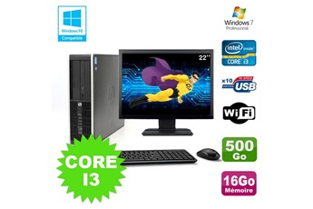 PC De Bureau HP Lot PC HP Elite 8200 Sff Core I3 3.1Ghz 16Go 500Go Dvd WiFi W7 + Ecran 22"