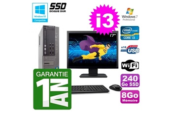 Pc De Bureau Dell Pc Dell 790 Sff Intel I3-2120 Ram 8Go Disque 240Go Ssd Dvd Wifi W7 Ecran 17"