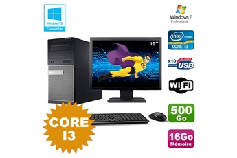 PC De Bureau Dell Lot PC Tour Dell 790 Intel Core I3 3.1Ghz 16Go 500Go Dvd WiFi Win 7 + Ecran 19"