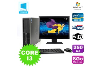 PC De Bureau HP Lot PC HP Elite 8200 Sff Core I3 3.1Ghz 8Go 250Go Dvd WiFi W7 + Ecran 19"