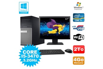 PC De Bureau Dell Lot PC Tour Dell 790 Intel i5-3470 3.2Ghz 4Go 2To Dvd WiFi Win 7 + Ecran 17"