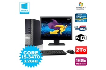 PC De Bureau Dell Lot PC Dell Optiplex 790 Sff Core i5-3470 3.2Ghz 16Go 2To WiFi W7 + Ecran 19