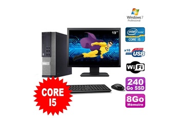 PC De Bureau Dell Lot PC Dell Optiplex 990 Sff i5-2400 3.1Ghz 8Go 240Go SSD Dvd WiFi W7 + Ecran 19"