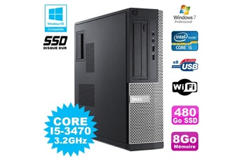 PC De Bureau Dell PC Dell Optiplex 3010 Dt i5-3470 3.2Ghz 8Go 480Go SSD Graveur WiFi Hdmi W7