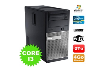 PC De Bureau Dell PC Tour Dell Optiplex 3010 Mt Intel I3-2120 Graveur 4Go 2000Go Hdmi WiFi W7