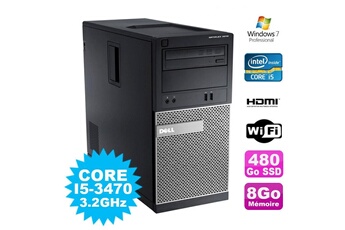 PC De Bureau Dell PC Tour Dell Optiplex 3010 Mt Intel i5-3470 Graveur 8Go 480Go SSD Hdmi WiFi W7