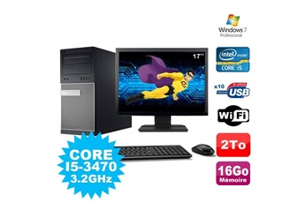 PC De Bureau Dell Lot PC Tour Dell Optiplex 7010 i5-3470 3.2Ghz 16Go 2000Go WiFi W7 + Ecran 17"
