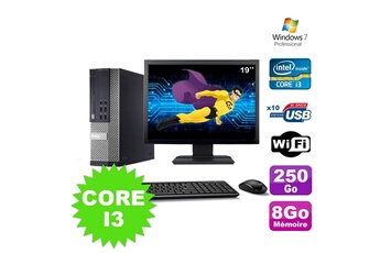 PC De Bureau Dell Lot PC Dell Optiplex 990 Sff I3-2120 3.3Ghz 8Go 250Go Dvd WiFi W7 + Ecran 19"
