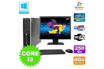 PC De Bureau HP Lot PC HP Elite 8200 Sff Core I3 3.1Ghz 4Go 250Go Dvd WiFi W7 + Ecran 22"