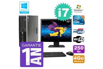 PC De Bureau HP PC HP 8200 Sff Intel i7-2600 4Go Disque 250Go Graveur WiFi W7 Ecran 19"