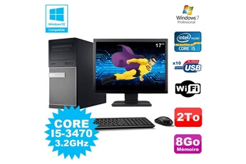 PC De Bureau Dell Lot PC Tour Dell 790 Intel i5-3470 3.2Ghz 8Go 2To Dvd WiFi Win 7 + Ecran 17"
