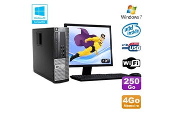 PC De Bureau Dell Lot PC Dell Optiplex 790 Sff Intel G2020 4Go Disque 250Go WiFi Win 7 + Ecran 19
