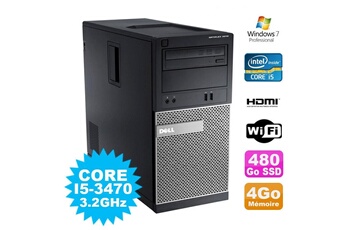 PC De Bureau Dell PC Tour Dell Optiplex 3010 Mt Intel i5-3470 Graveur 4Go 480Go SSD Hdmi WiFi W7