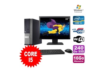 PC De Bureau Dell Lot PC Dell Optiplex 990 Sff i5-2400 3.1Ghz 16Go 240Go SSD Dvd WiFi W7 + Ecran 22"