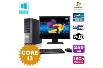 PC De Bureau Dell Lot PC Dell Optiplex 7010 Sff Core I3 3.1Ghz 16Go 250Go Dvd WiFi W7 + Ecran 22