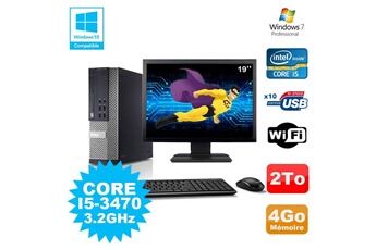 PC De Bureau Dell Lot PC Dell Optiplex 790 Sff Core i5-3470 3.2Ghz 4Go 2To WiFi W7 + Ecran 19