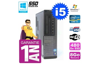 PC De Bureau Dell PC Dell 790 Dt Intel i5-2400 8Go Disque 480Go SSD Graveur WiFi W7