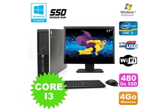 PC De Bureau HP Lot PC HP Elite 8200 Sff Core I3 3.1Ghz 4Go 480Go SSD Dvd WiFi W7 + Ecran 17
