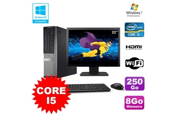 PC De Bureau Dell Lot PC Dell Optiplex 3010 Dt i5-3470 3.2Ghz 8Go 250Go Graveur WiFi W7 + Ecran 22