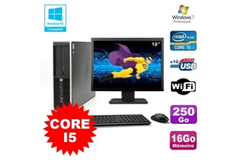 PC De Bureau HP Lot PC HP Elite 8200 Sff Core i5 3.1Ghz 16Go 250Go Dvd WiFi W7 + Ecran 19"