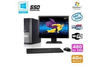 PC De Bureau Dell Lot PC Dell Optiplex 790 Sff Intel G2020 4Go 480Go SSD WiFi Win 7 + Ecran 17
