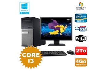 PC De Bureau Dell Lot PC Tour Dell 790 Intel Core I3 3.1Ghz 4Go 2To Dvd WiFi Win 7 + Ecran 19"